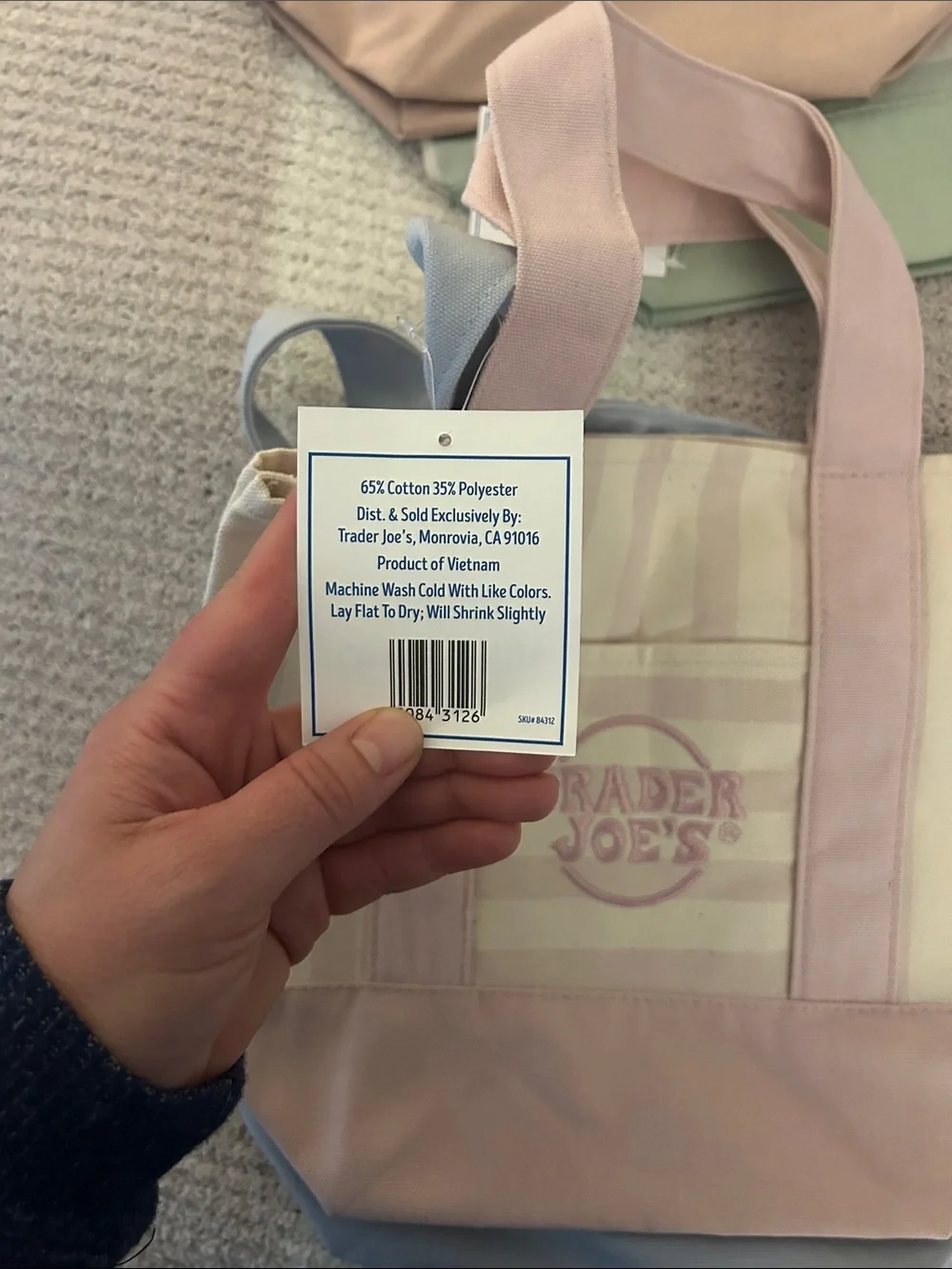 Viral Trader Joe’s Striped Mini Canvas Tote Bags- set of 4